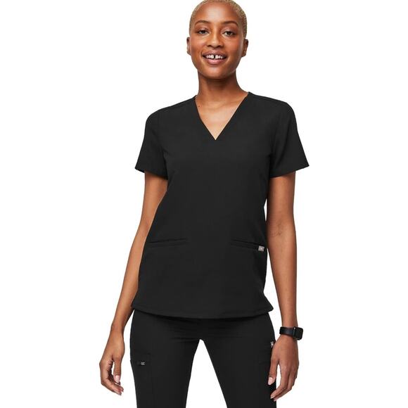 Figs | Size XS Casma Black Scrub Top Nursing Medical Doctor Healthcare Uniform - Picture 1 of 16
